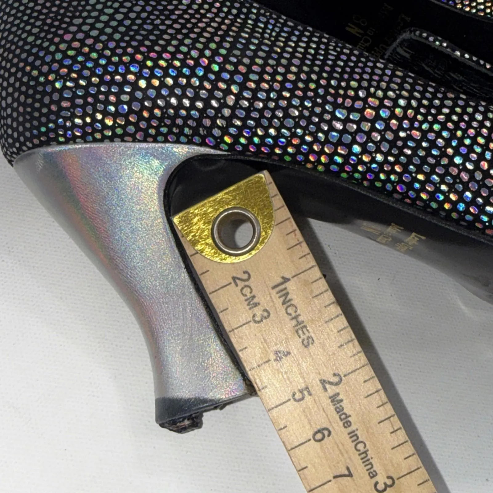 Vintage J. Reneé Black Silver Speckled Leather Slip On Closed Toe Heels 8N READ! Size 8 - Image 15