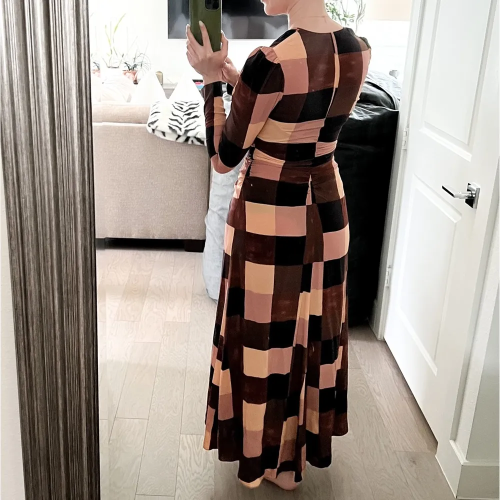 A.L.C. Ganache Multi Patchwork Long Sleeve Sample Maxi Dress - Image 3