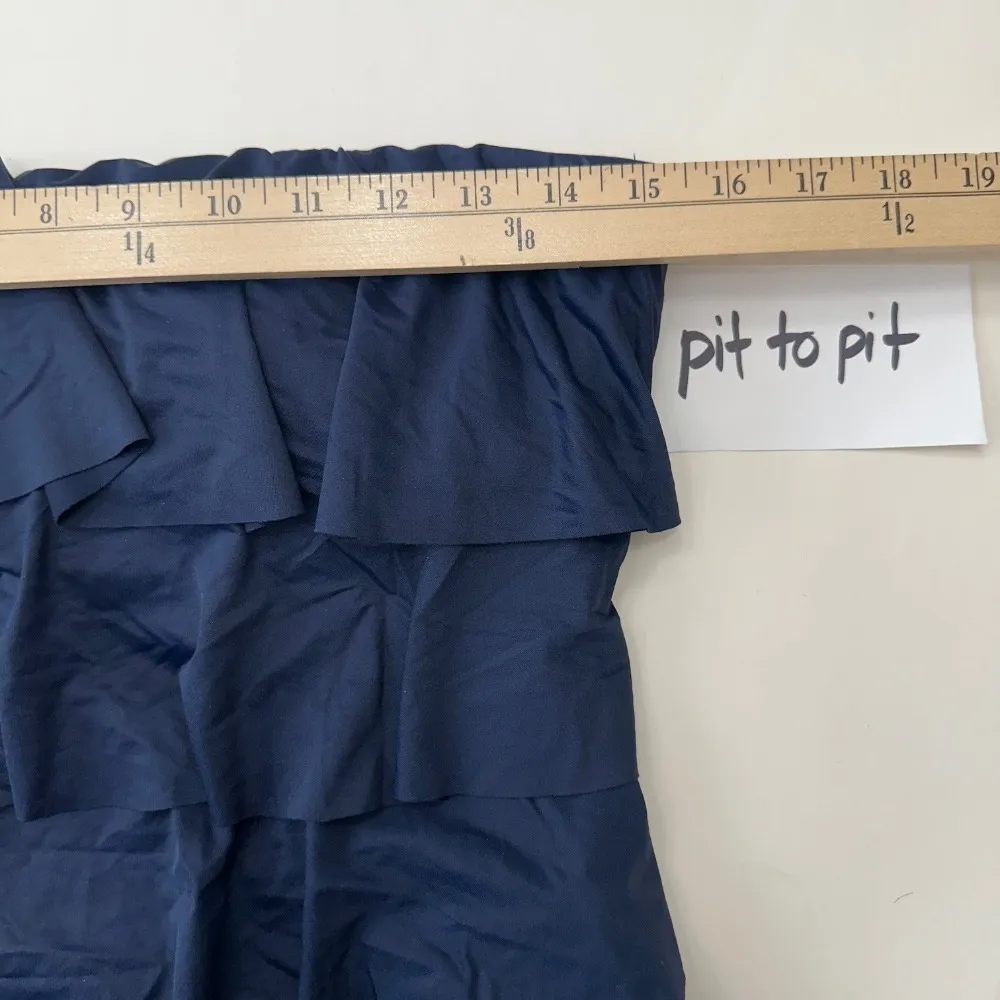 Michael Kors Ruffled Swim Top Strapless Tiered Navy Blue Swimsuit Cover Up Large - Image 6