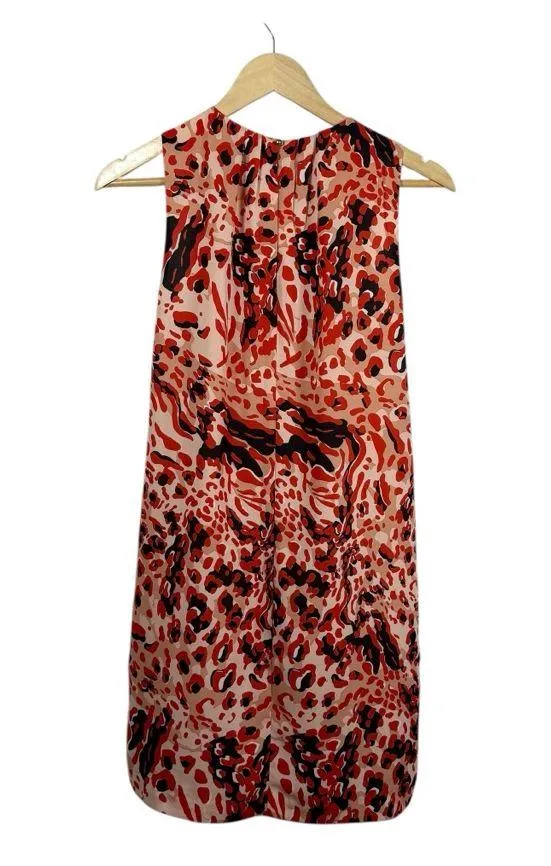 H&M Women’s Abstract Animal Print Trapeze Swing Dress Red/Peach Size 4 - Image 8