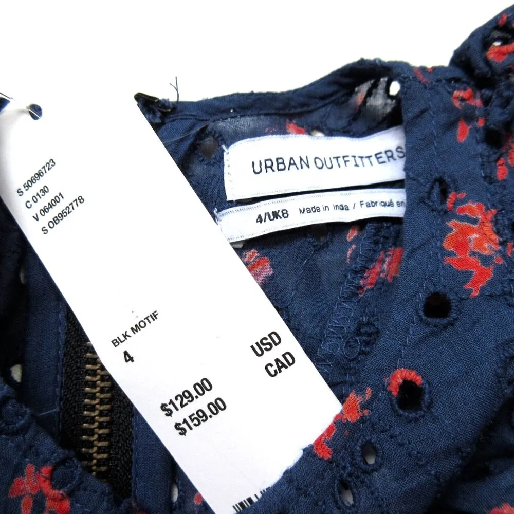 NWT Urban Outfitters UO Uma Midi in Navy Blue Floral Eyelet Ruffle Maxi Dress 4 - Image 5