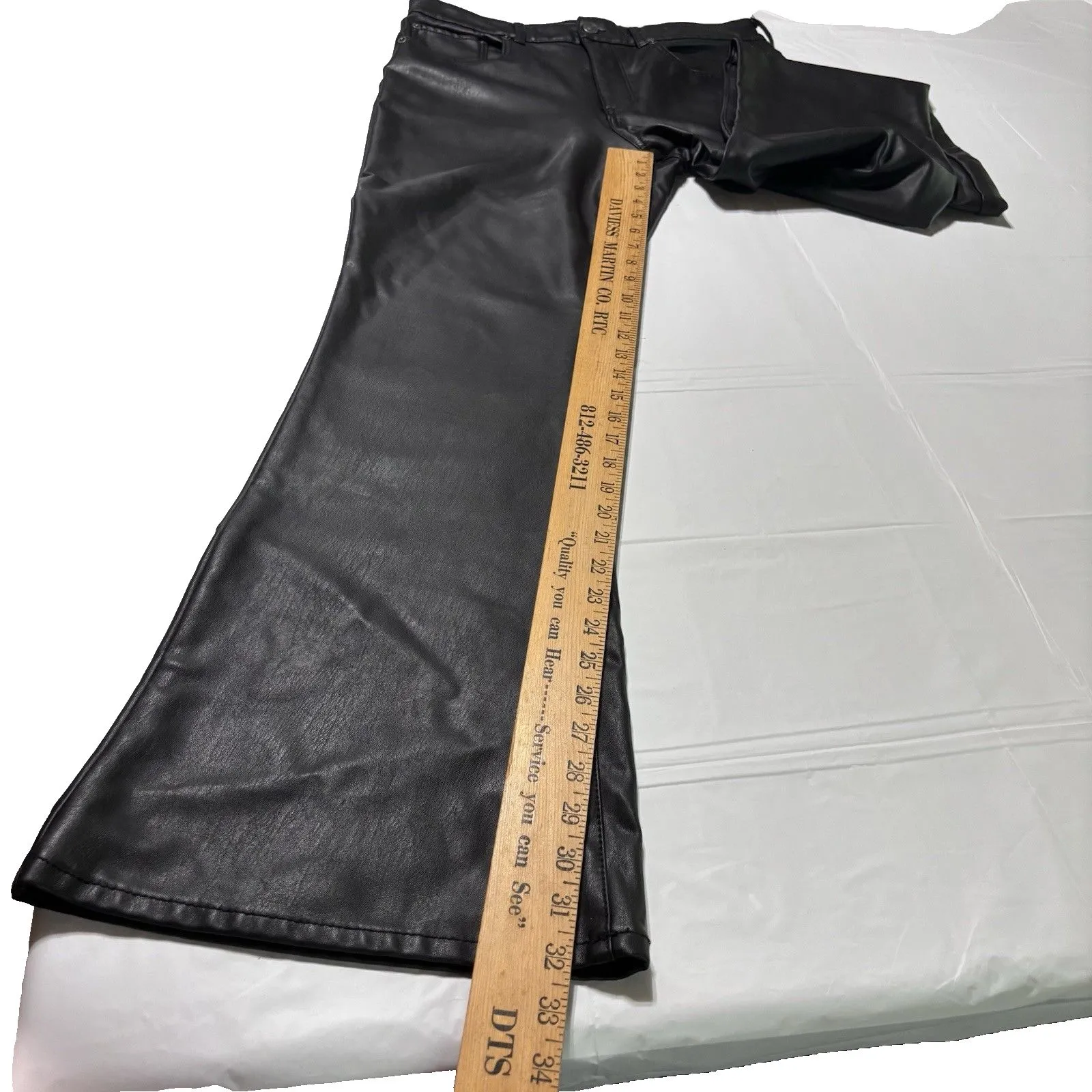 American Eagle Stretch Faux Leather High Waisted Flare Pants Size 14 Long - Image 13