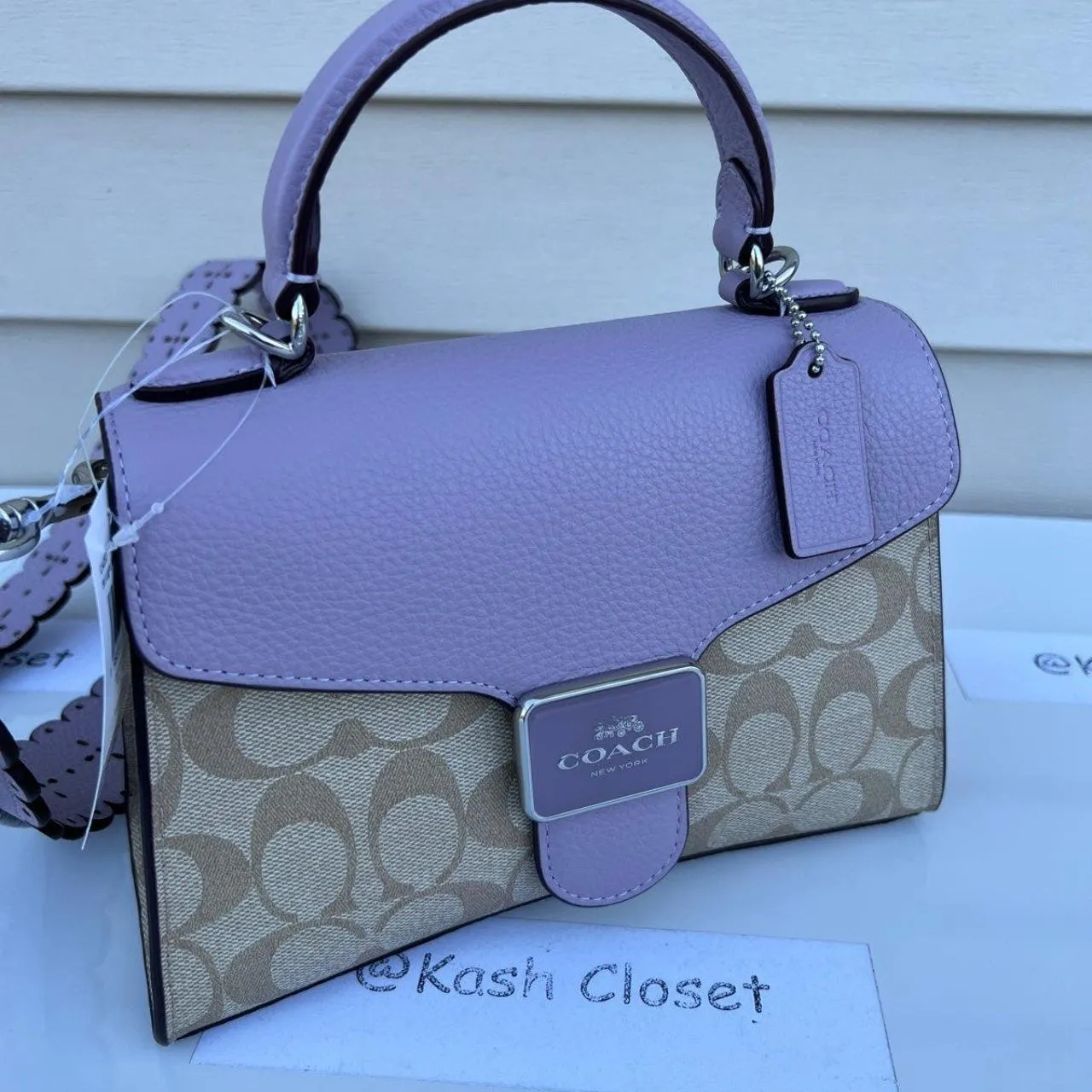 Coach Light Khaki Soft Lilac Top Handle Satchel - Image 2