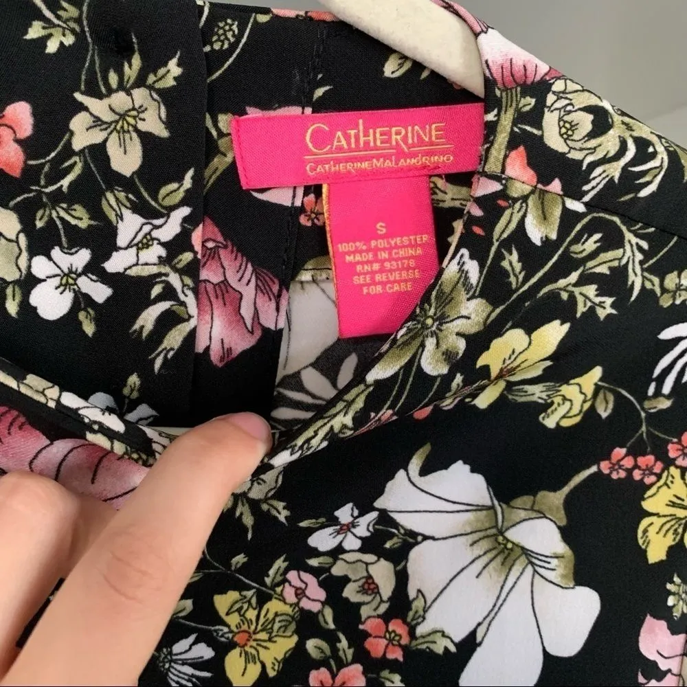 Catherine Malandrino Floral Long Sleeve Flouncy Flare Career Blouse Top Sz S - Image 6