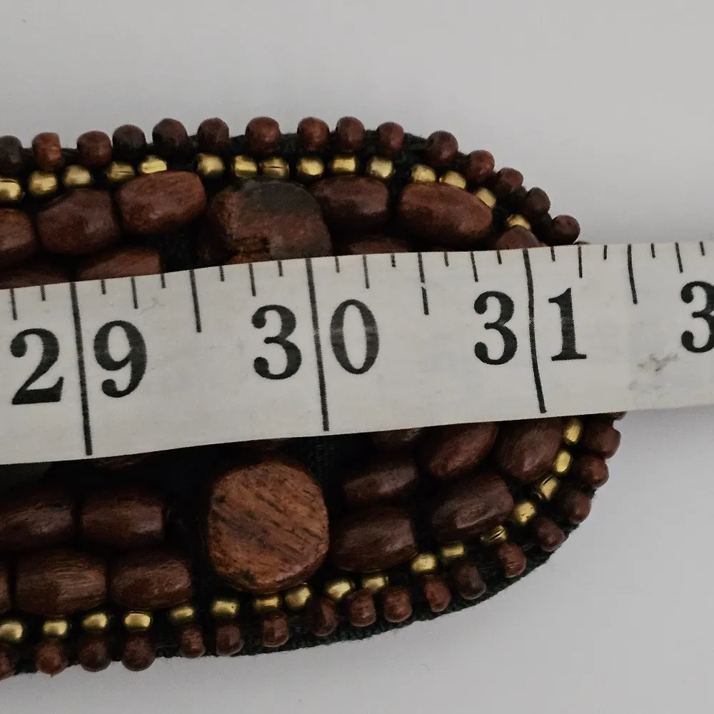 Old Navy Gray Y2K Canvas Wooden Beaded Belt Size S/M - Image 6