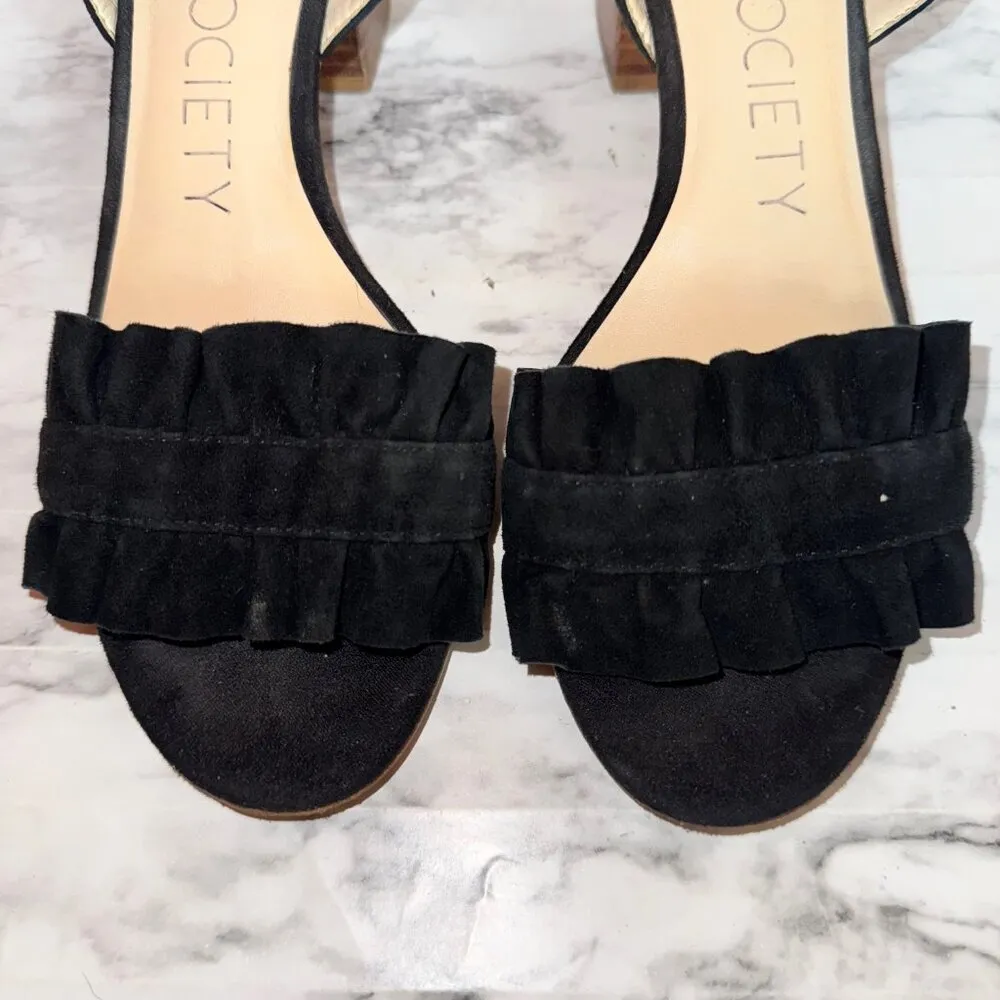 Sole Society Black Leather Upper Block Heel Slingback Sandal Heels size 6.5 M - Image 3