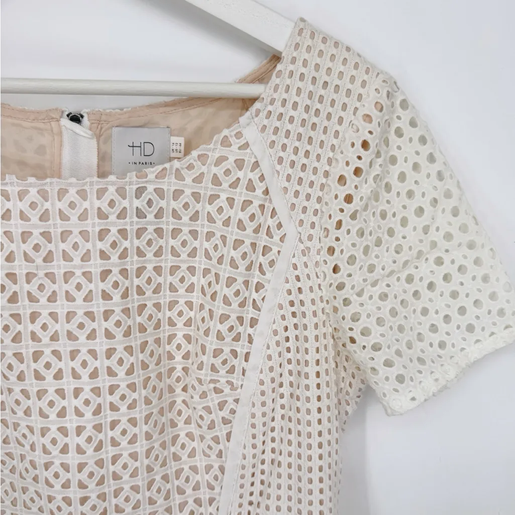 Anthropologie HD in Paris Dress Georgia Eyelet Embroidered Ruffle Dress Size 12 - Image 4