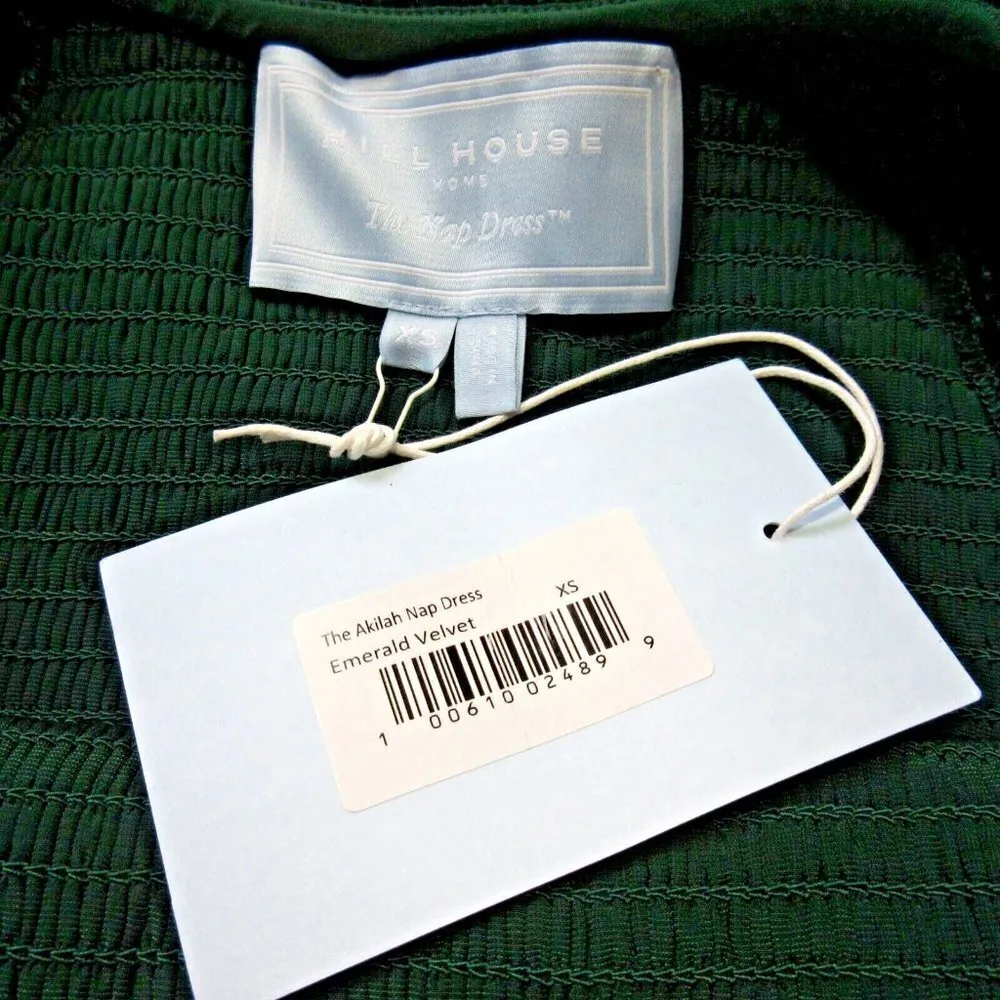 NWT Hill House Akilah Nap Dress in Emerald Velvet Smocked Midi Ruffle XS - Image 5