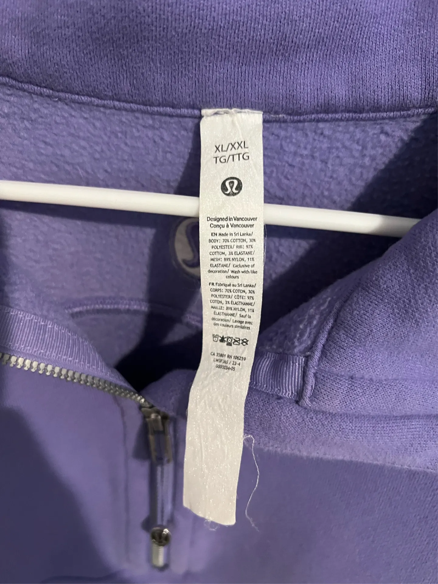 Lululemon Scuba Oversized Half-Zip XL/XXL Funnel Neck - Image 3