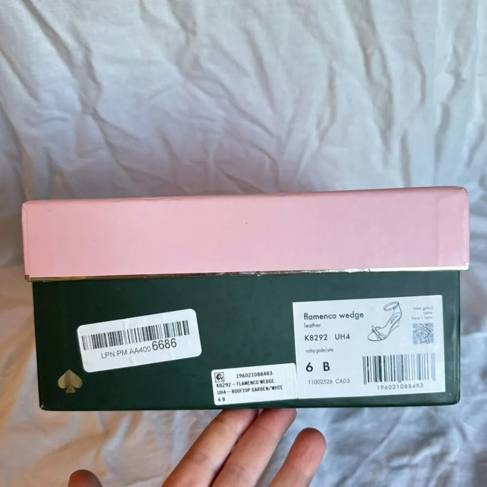 Kate‎ Spade Flamenco Wedges White Floral Wedding Guest Summer Resort Size 6 NIB - Image 4