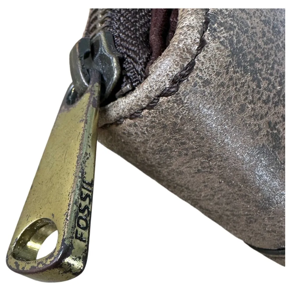 Fossil  Large Distressed Metallic Brown Leather Explorer Wallet - Image 4