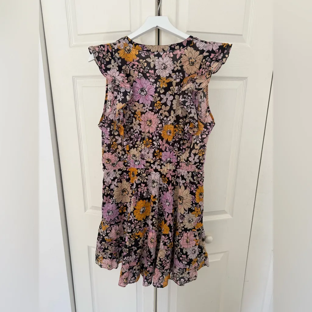 NWT Steve Madden Know Your Flower Dress in Black Purple Florals Size Large - Image 9