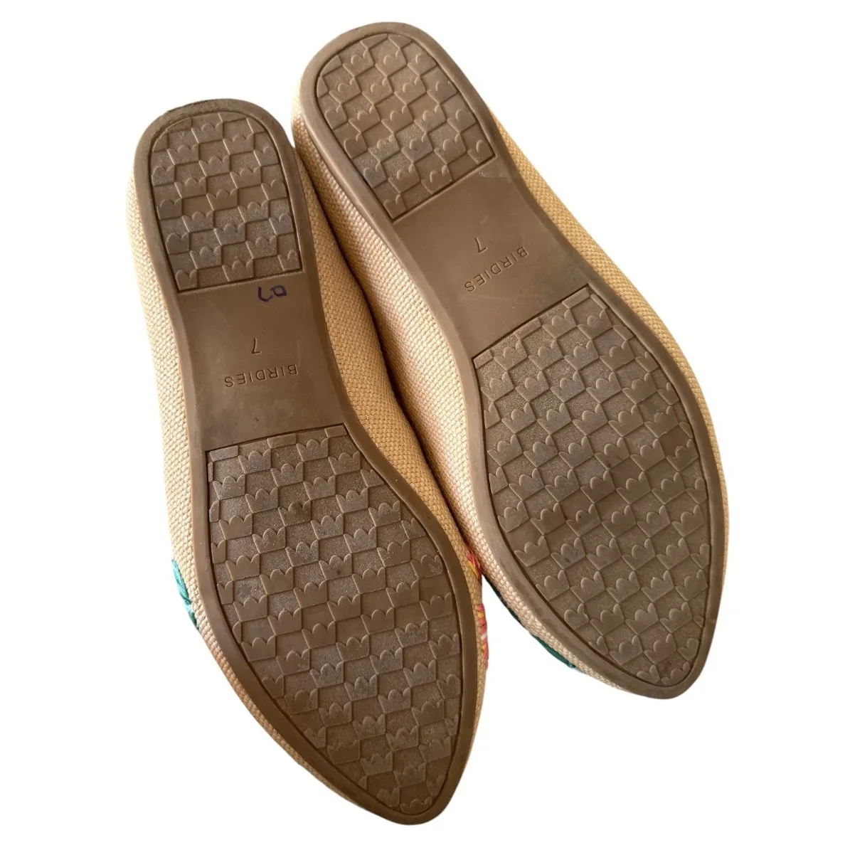 Birdies Heron Tropical Raffia Embroidered Floral Round Toe Slip On Flats-Size 7 - Image 3