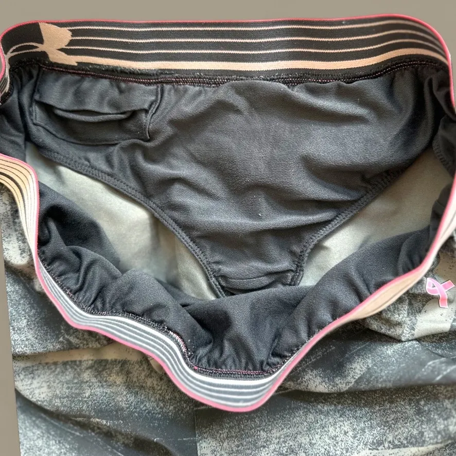 Under Armour Women’s Running Shorts Black Pink Waistband – Breast Cancer Ribbon - Image 7