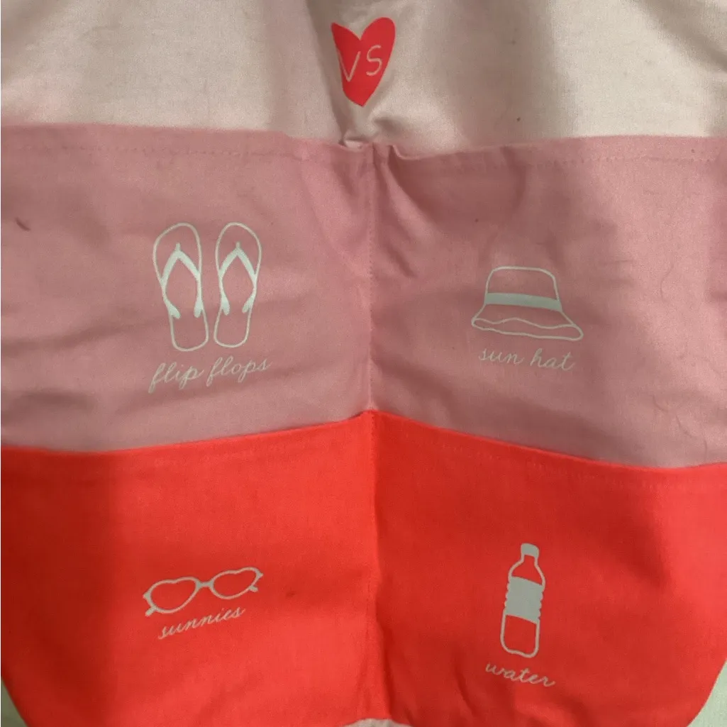 VS Pink and Coral Beach Tote Bag - Image 2