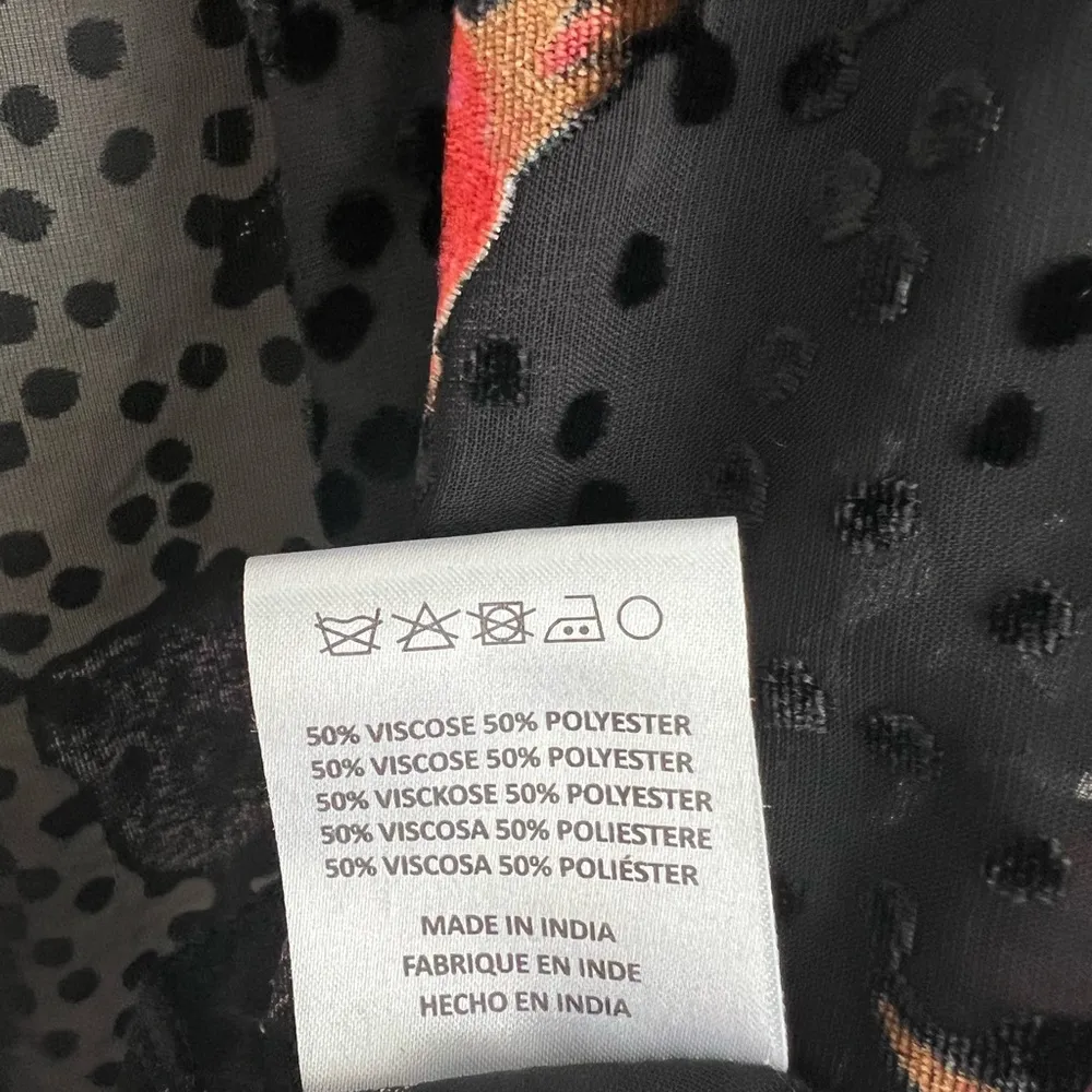 Anthropologie Floreat Velvet Burnout Kimono black polka dot sheer - Image 4