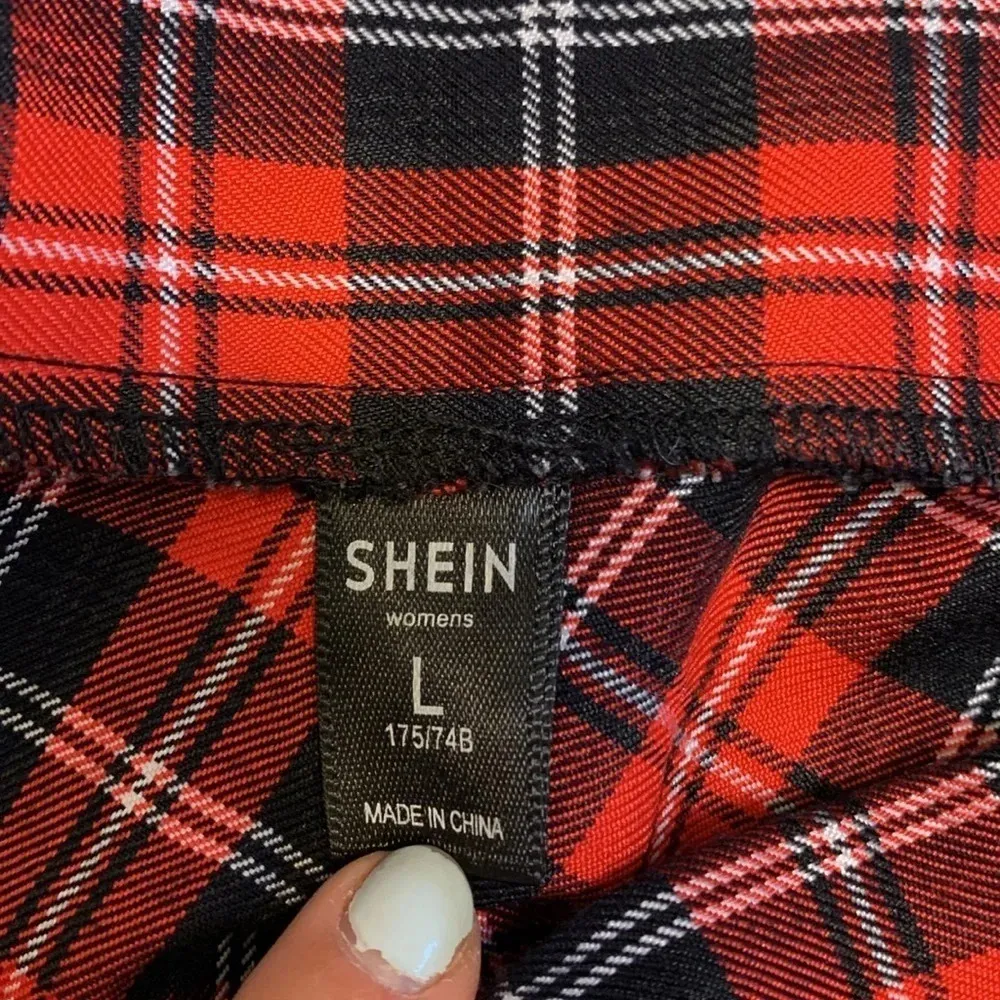 SHEIN buffalo Plaid mini skirt sz L holiday Christmas academia schoolgirl preppy - Image 8