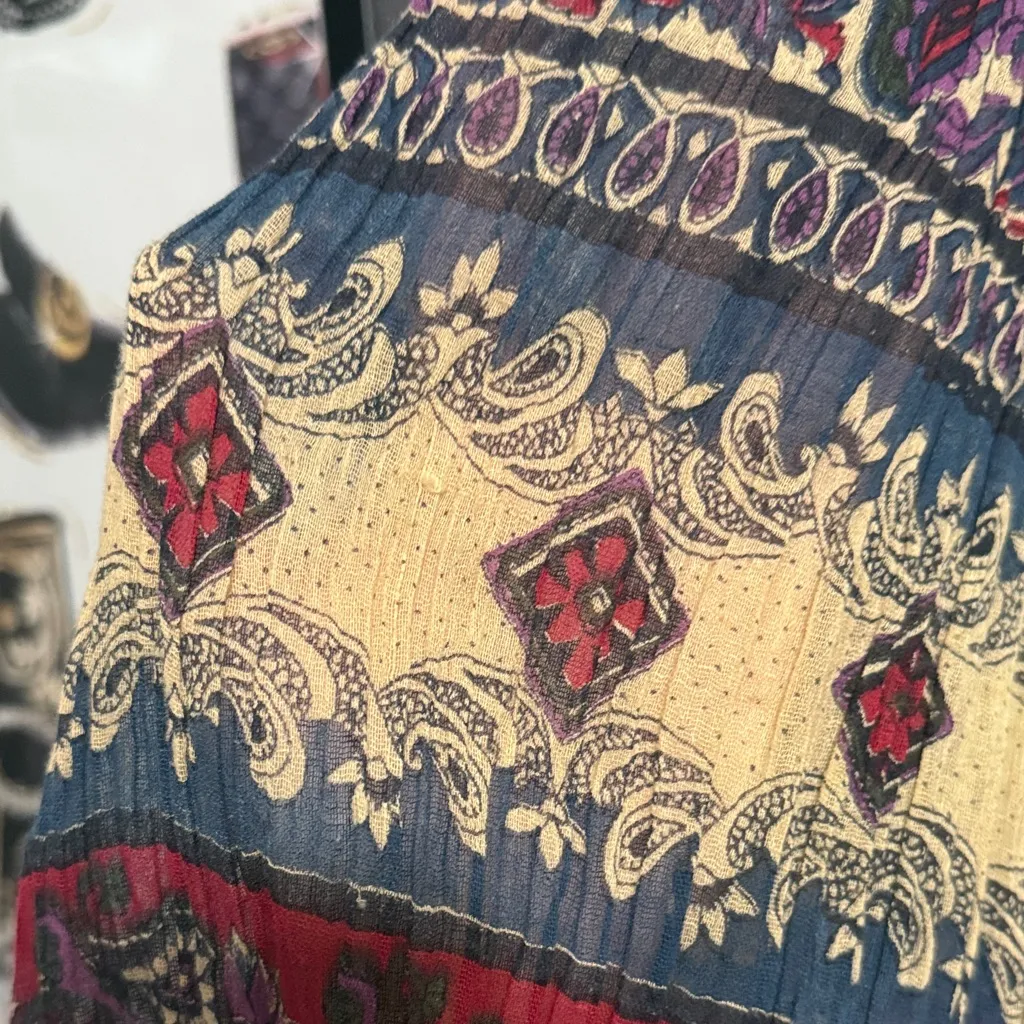 💖 Vintage Bohemian Print Lightweight Cotton Midi Skirt - Image 5