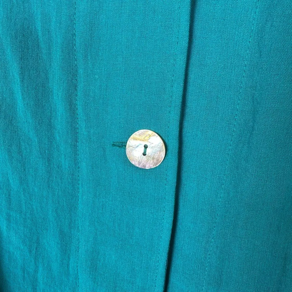 Fridaze Sailor Blue Teal Shirt Jacket Shacket Shell Linen 3/4 Sleeve 0X NEW - Image 7