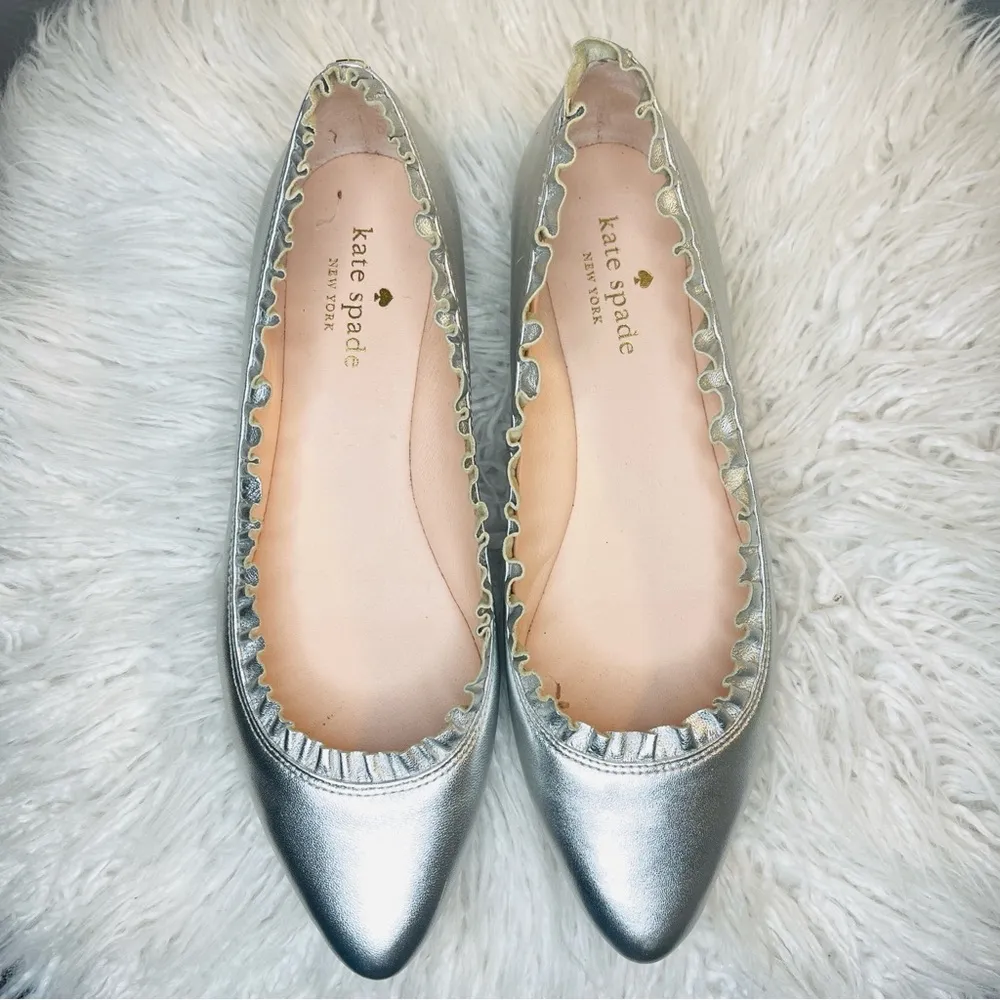 KATE SPADE Pointy Toe Silver Flats - Image 4
