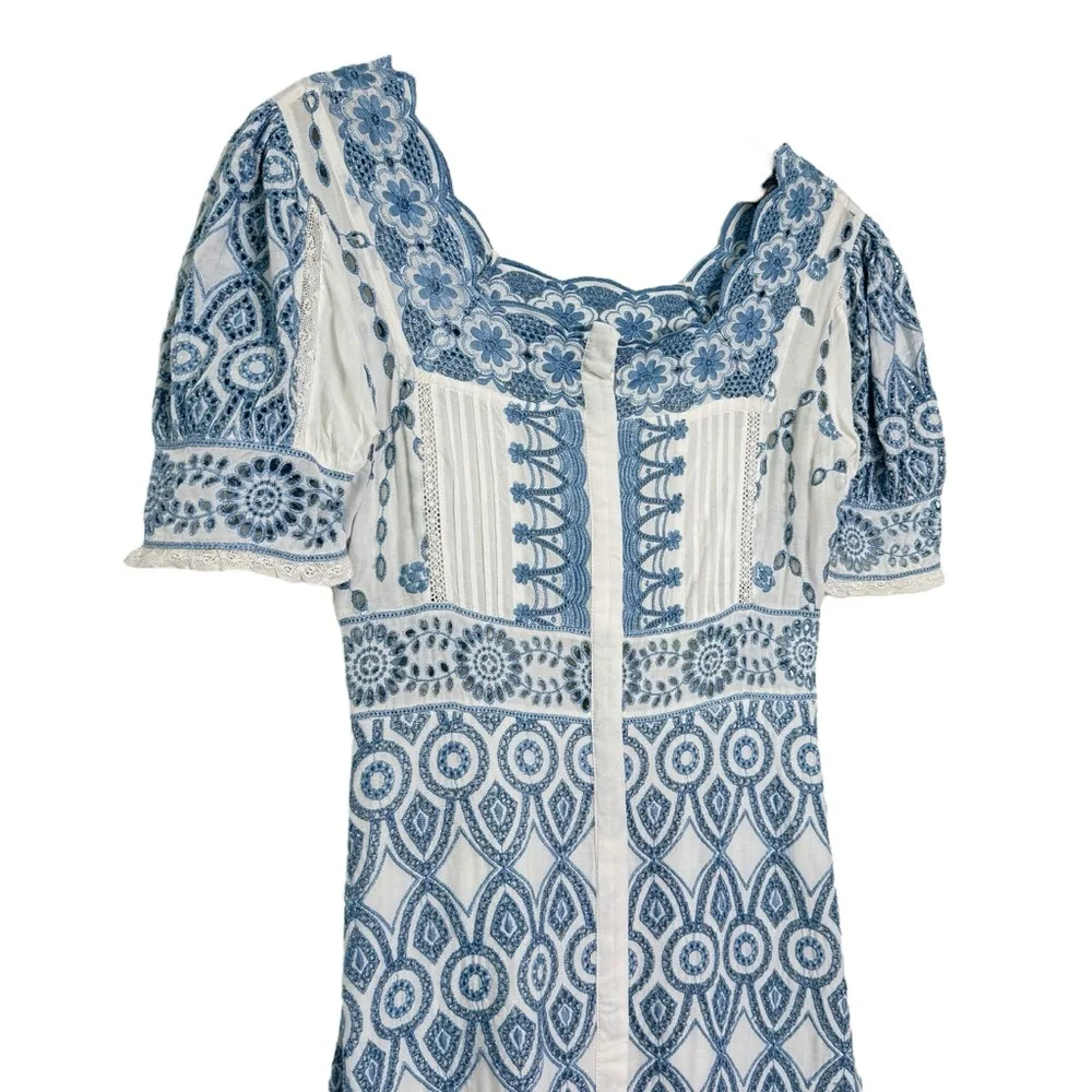 LoveShackFancy Helena Embroidered Broderie-anglaie Maxi Dress - Image 3