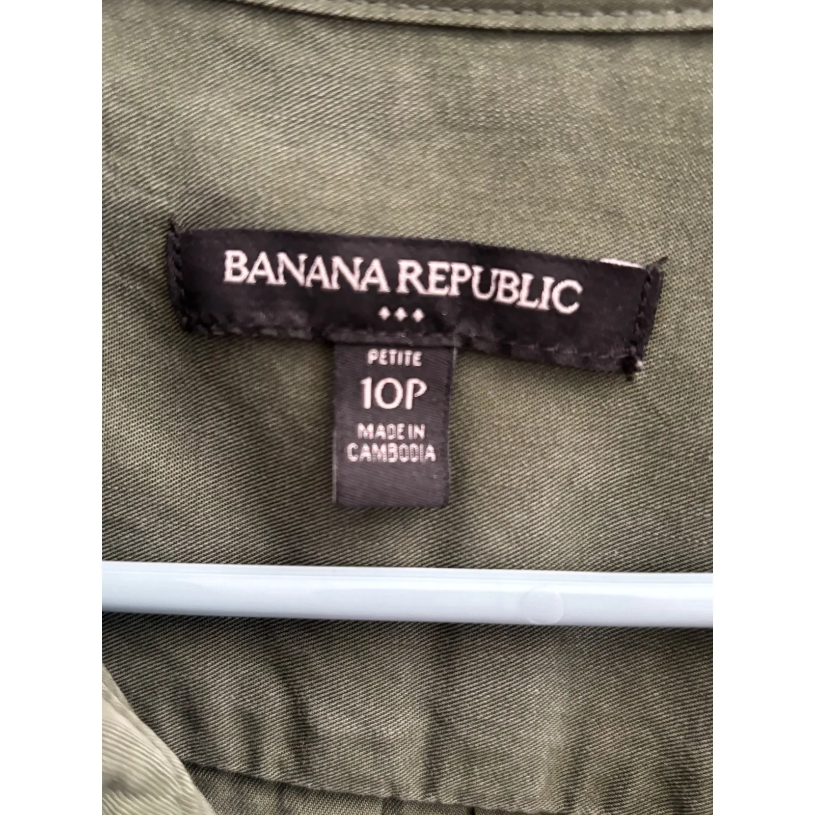 Banana Republic Olive Green‎ Utility Shirt Dress Petite 10 Lyocell Belted - Image 2