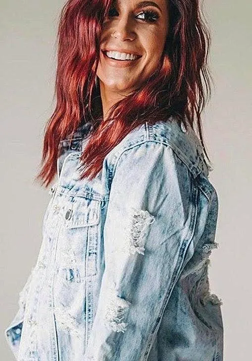 Distressed Denim Jacket Size M - Image 4