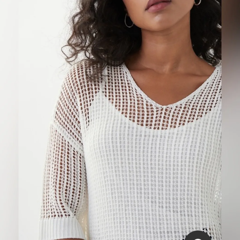 Joseph Ribkoff Open-Knit Mesh Pullover Sweater Ivory Size Small - Image 2