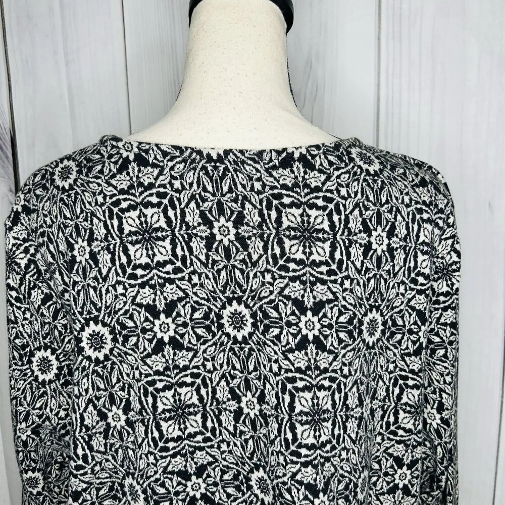 J. Jill Pullover Sweater Sz L Black / Ivory Geometric Design India Size L - Image 9