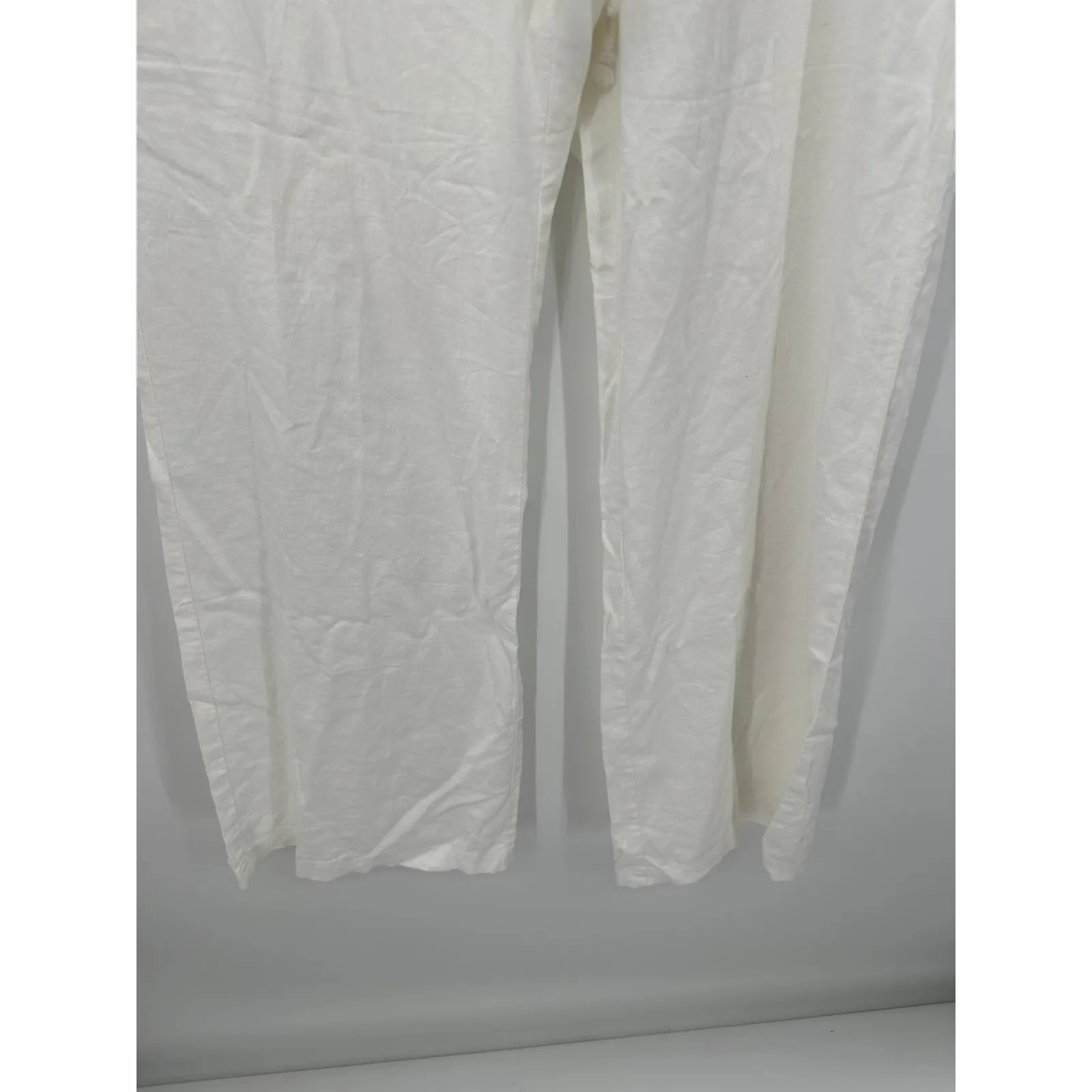 SOHO New York & Company Womens Linen Blend Wide Leg Pants Size XL Boho Coastal White - Image 3