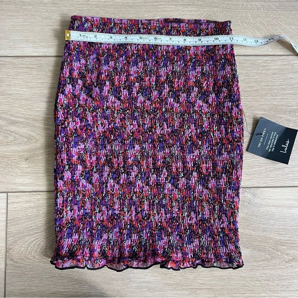 Lulu’s NWT Pink and Purple Floral Smocked Skirt Size XS - Image 6