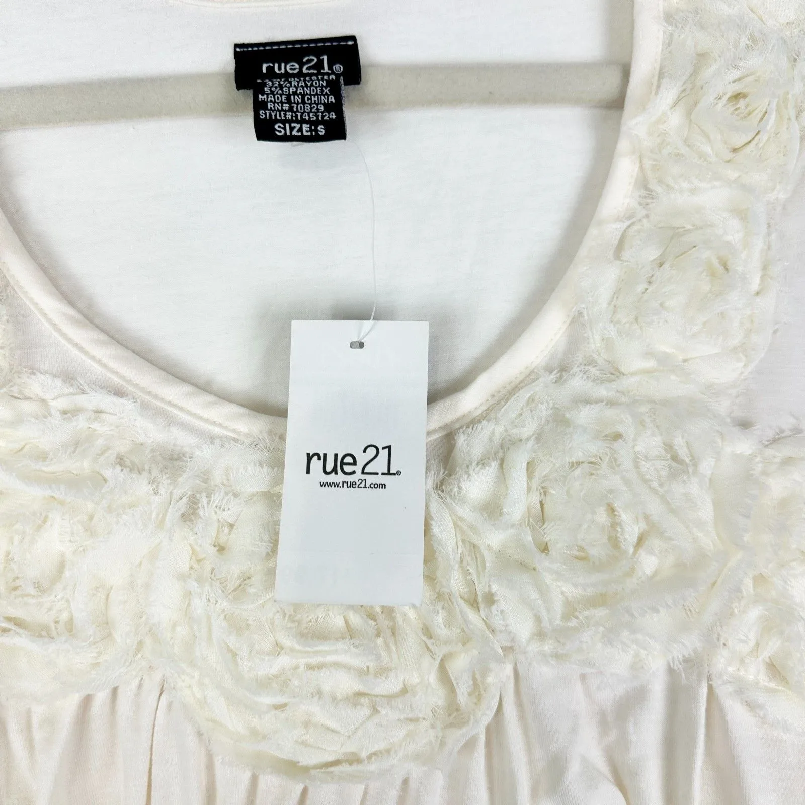 Vintage Rue 21 Y2K Babydoll Top Size Small Deadstock NEW Milkmaid Tie Back - Image 4