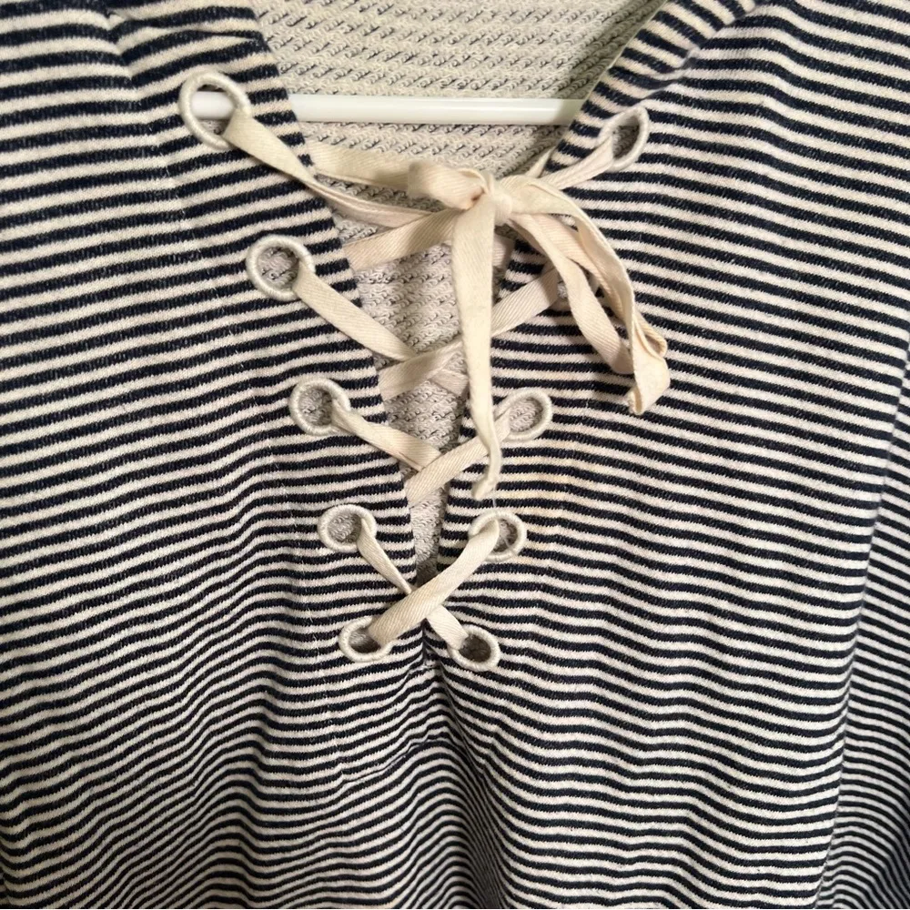 J. Crew Beach Cover up Poncho Blue Beige Stripes XS/S - Image 6