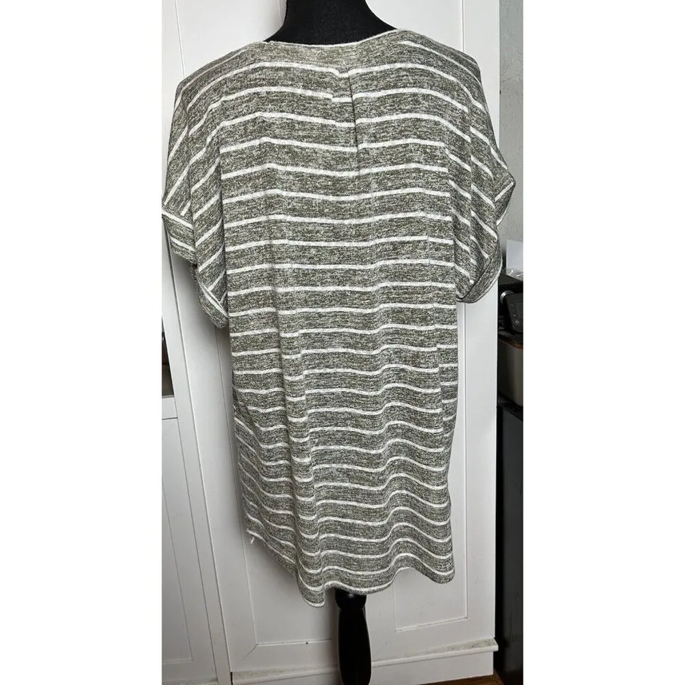 Bobeau Caty T-Shirt Women's Lightweight Flowy‎ Green Striped Top 2X - Image 9