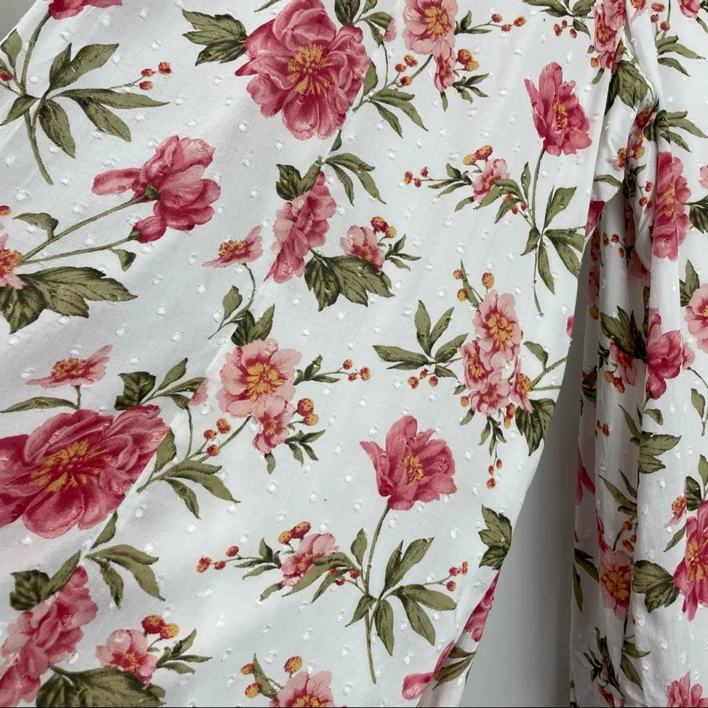 American Eagle Sz 2 White Floral Wide Leg Crop Jumpsuit Swiss Dot Boho - Image 9