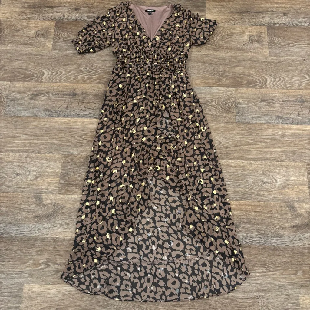 Express Animal Print Maxi Dress with Hi-Low Hemline – Women’s Small Boho Chic - Image 2