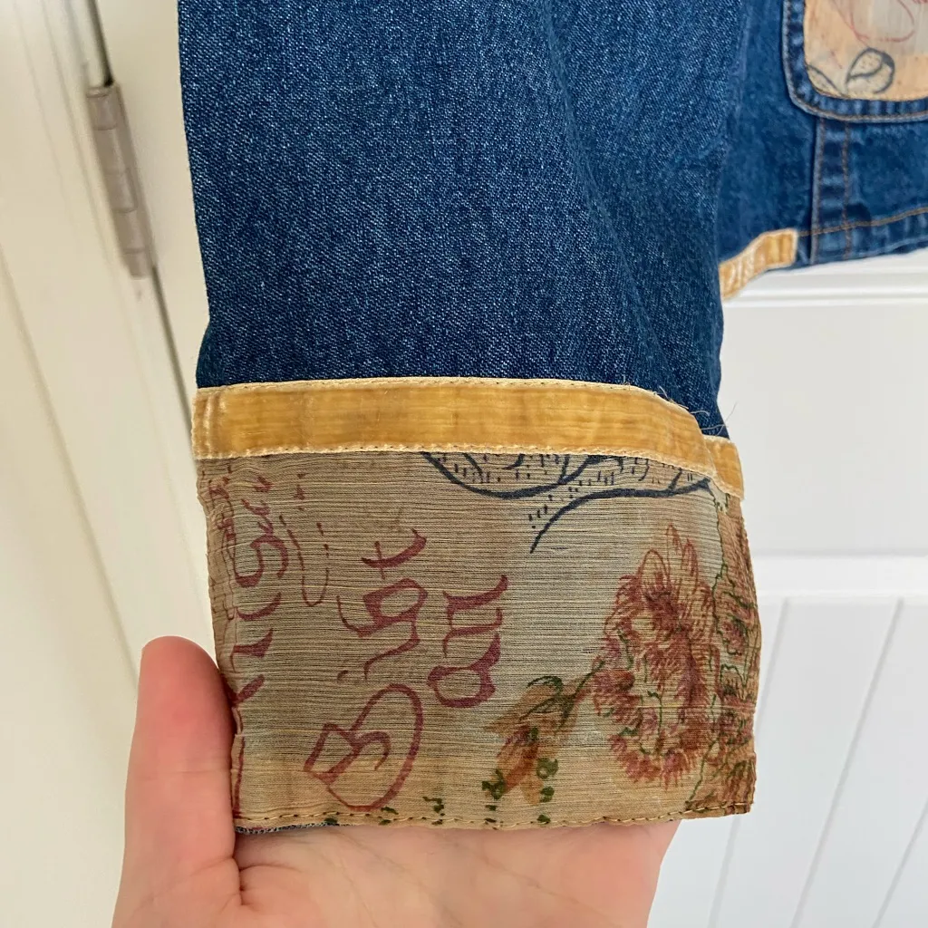 EUC Vintage Life Style women’s rustic‎ sequins medium wash blue denim jacket M - Image 2