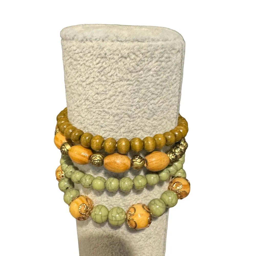 Boho Green Tree of Life Beacelet Set - Image 2