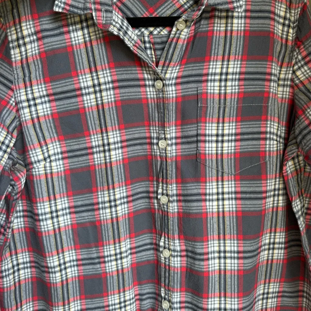 J. Crew women’s Casual Plaid Shirt - Red, Gray, and White - Image 2