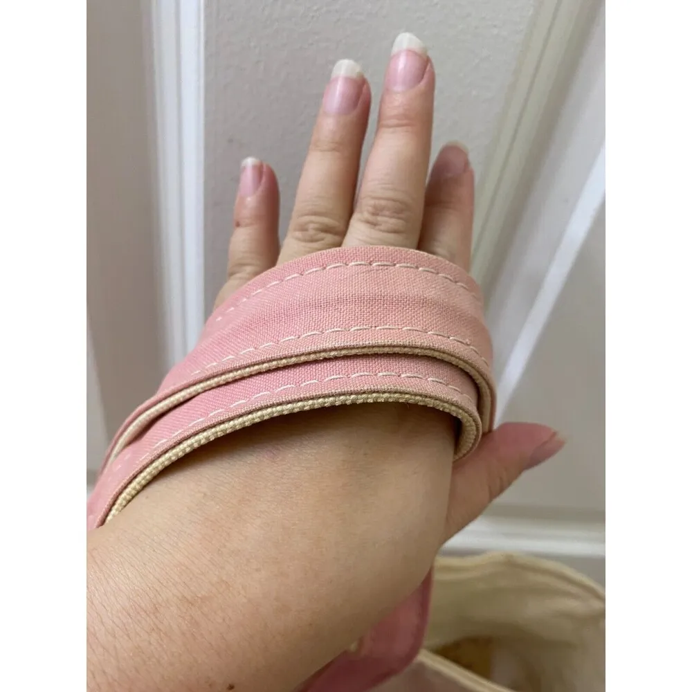 Vintage LL Bean Classic Canvas BOAT AND TOTE ZIPPER Bag PINK WHITE MOM - Image 9