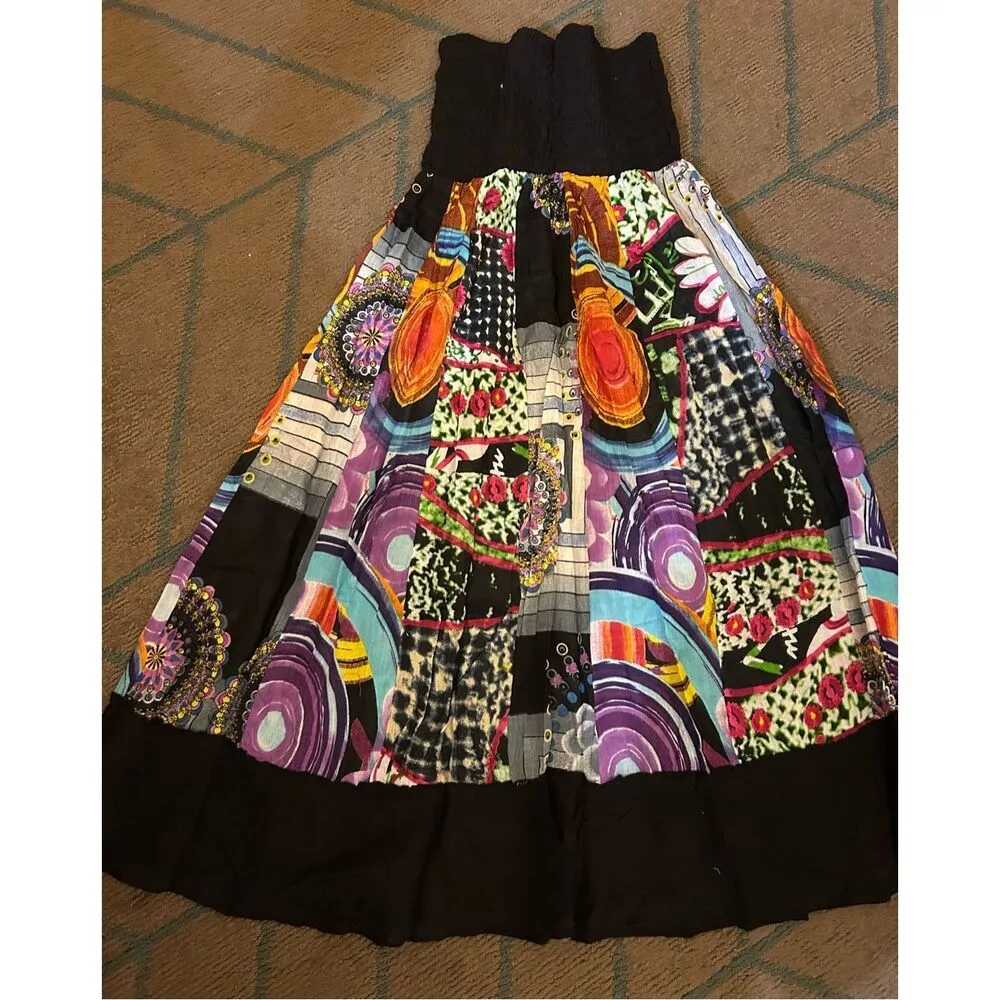 NWT Junglee Billee Boho Lightweight Cotton Strapless Skirt India One Size Black Size undefined - Image 2