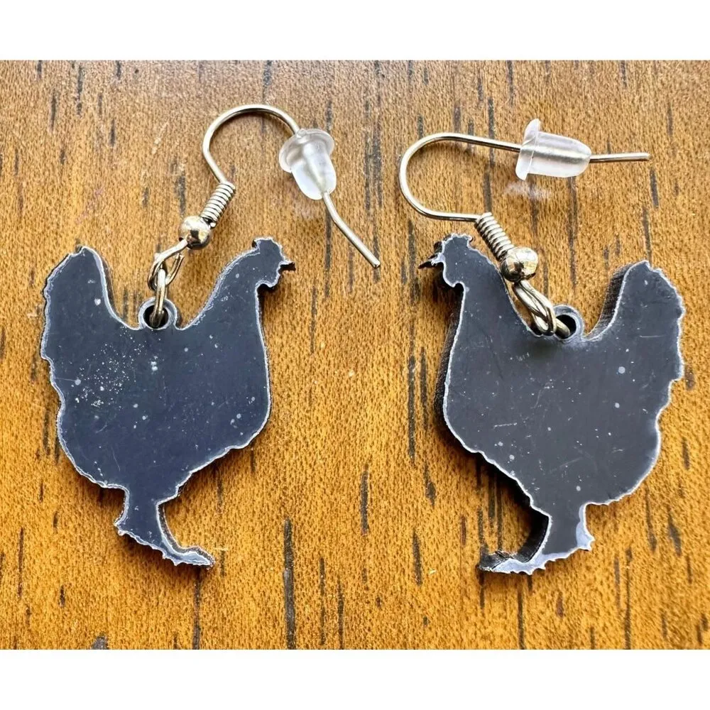 Rooster Earrings Chicken Farm Animal Eggs Pet New Hens Farmer Foul Chick Brown - Image 12