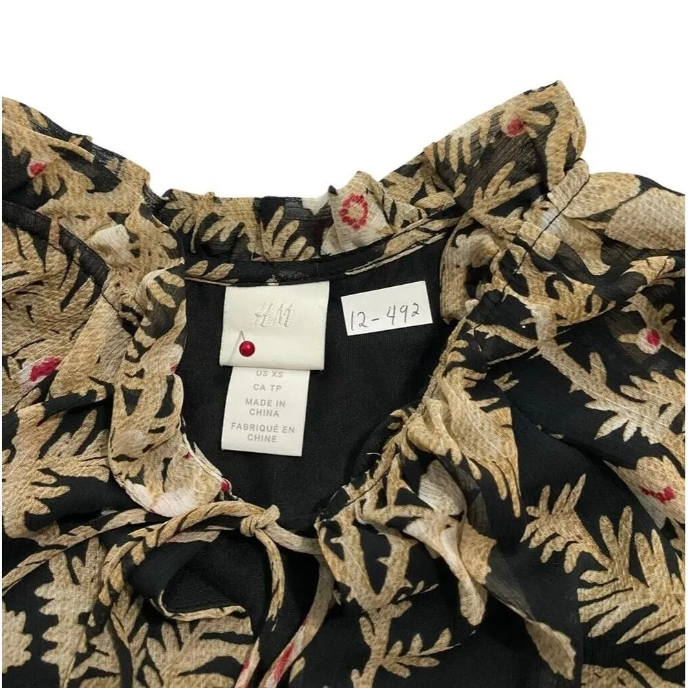 H&M Women Size XS Floral Flowy Dress Long Sleeve 12-492 - Image 5