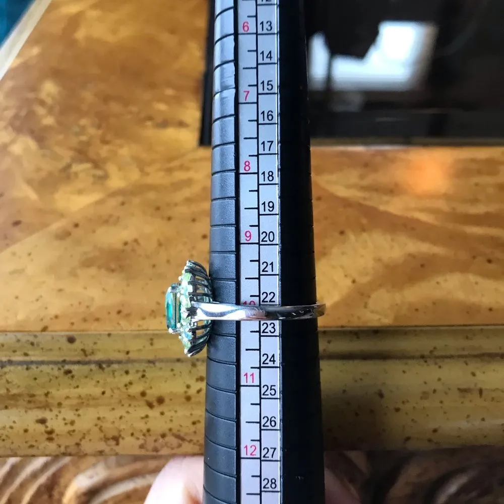 Peacock Quartz Peridot Sterling Silver Cocktail Ring Size 10 Blue - Image 4