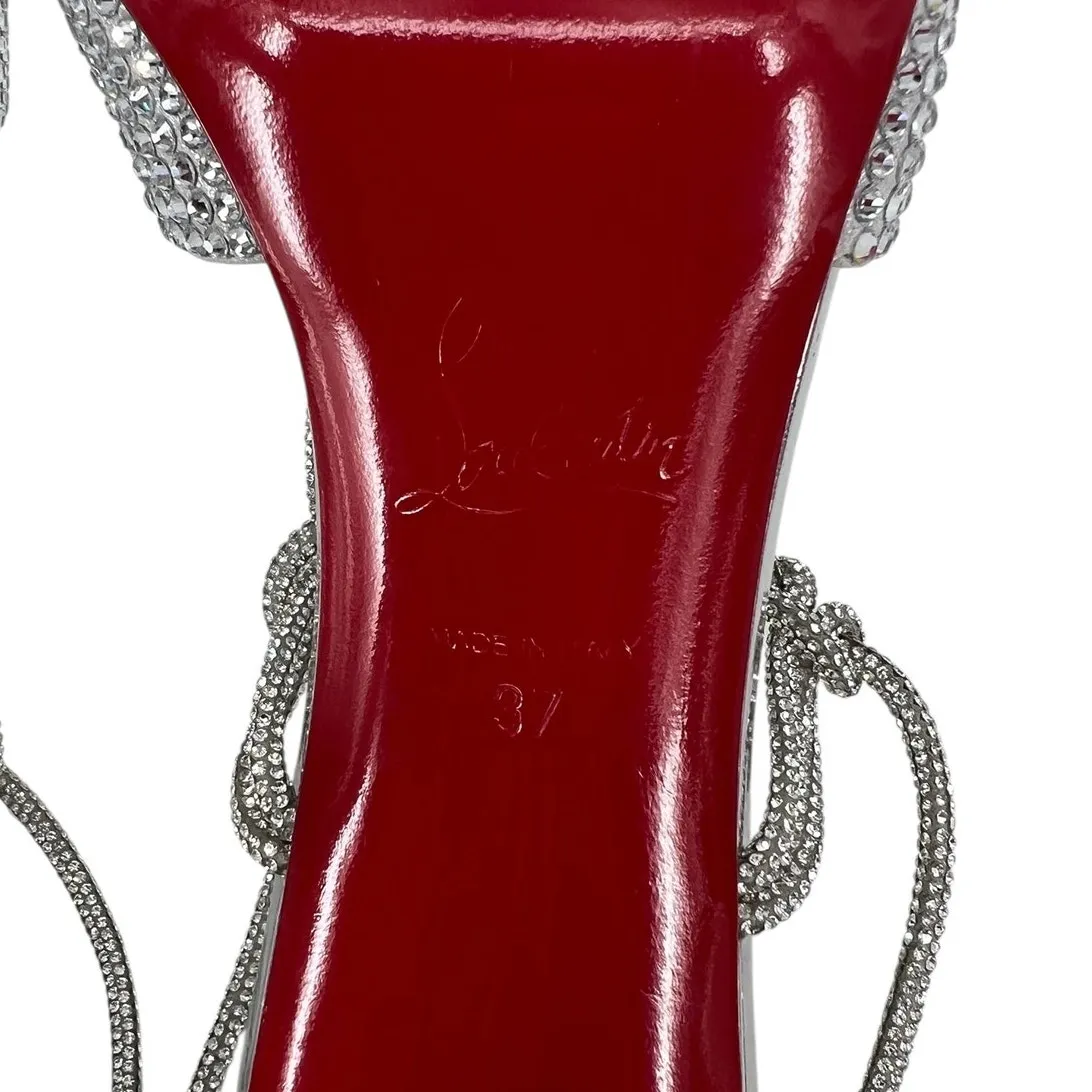 Christian Louboutin Astrid Lace Crystal Embellished Pumps Silver Size 37 - Image 16