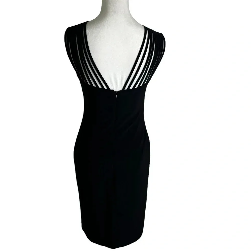 Joseph Ribkoff Strappy Cut Out Black Sheath Dress Size 6 - Image 5