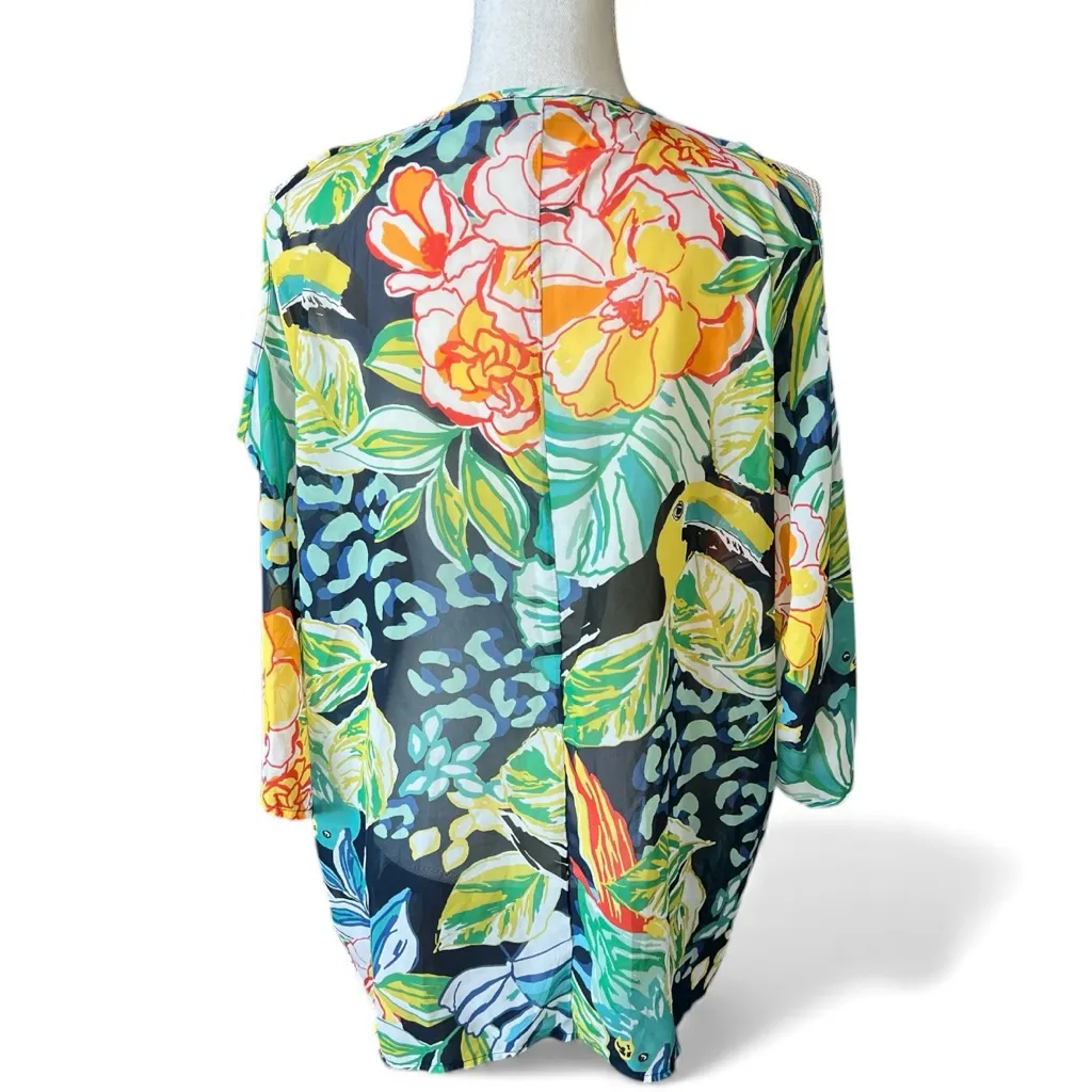 Melissa Paige floral Cold Shoulder Top tunic Multicolor coverup tropical beachy - Image 6