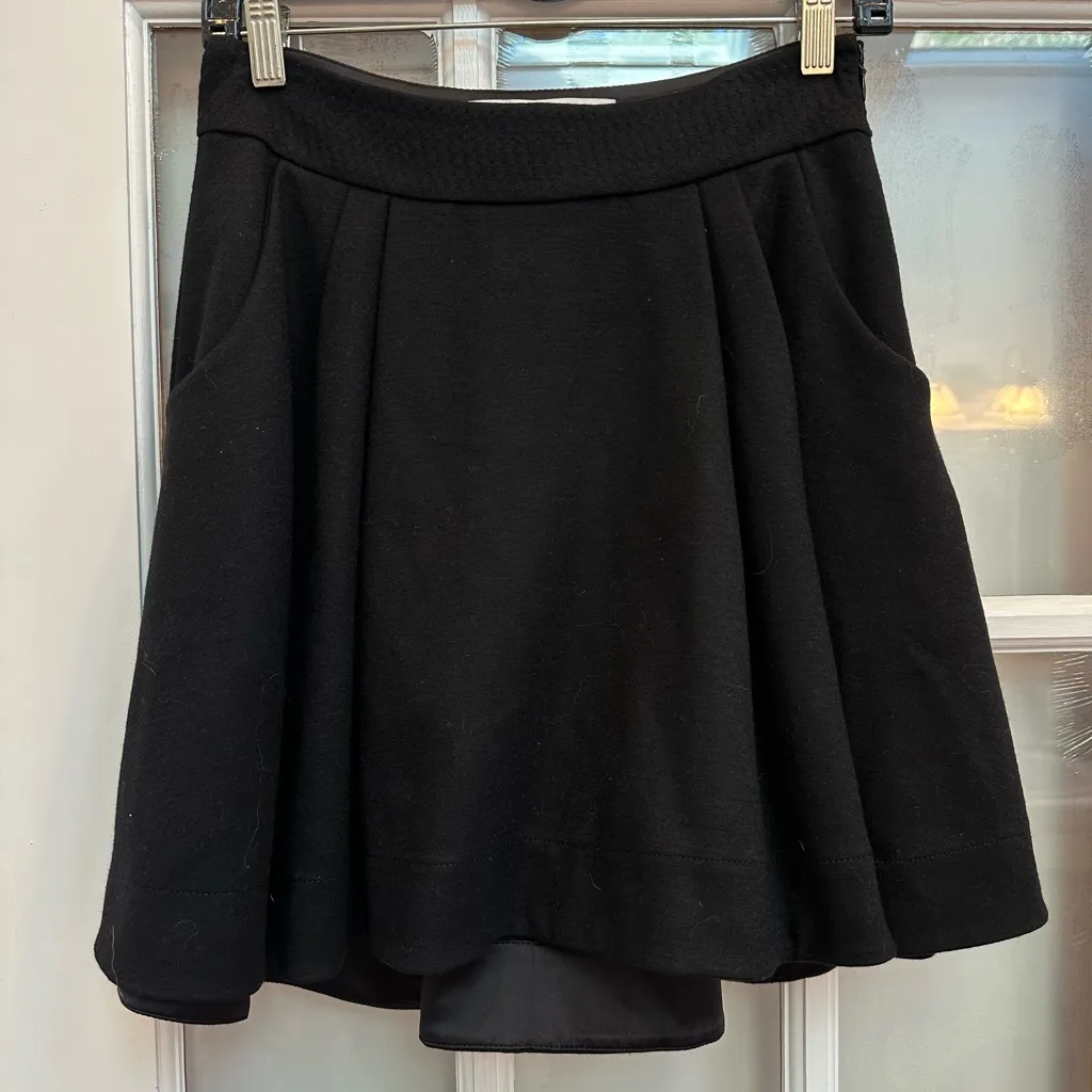 Diane Von Furstenberg Wool Classic Black Timeless Skater Skirt Pockets Size 4 S - Image 9