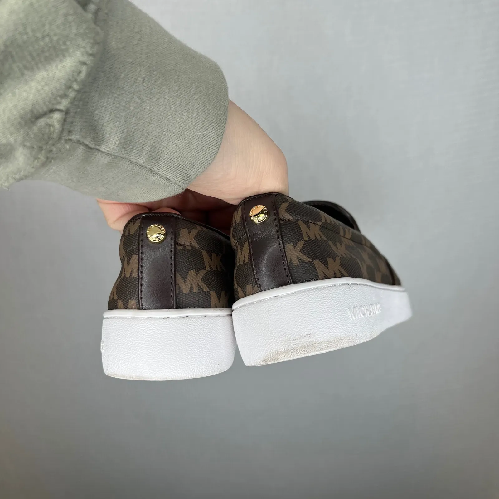 Michael Kors Signature MK Logo Slip On Sneakers Brown Womens Size 6 - Image 4