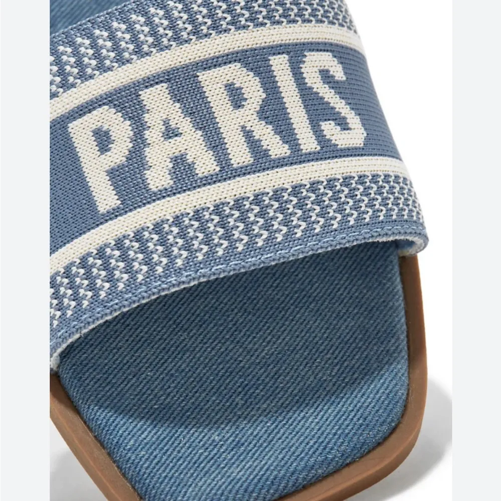 NEW NICOLE MILLER Blue CITY PARIS SANDALS  SLIDE - Image 2